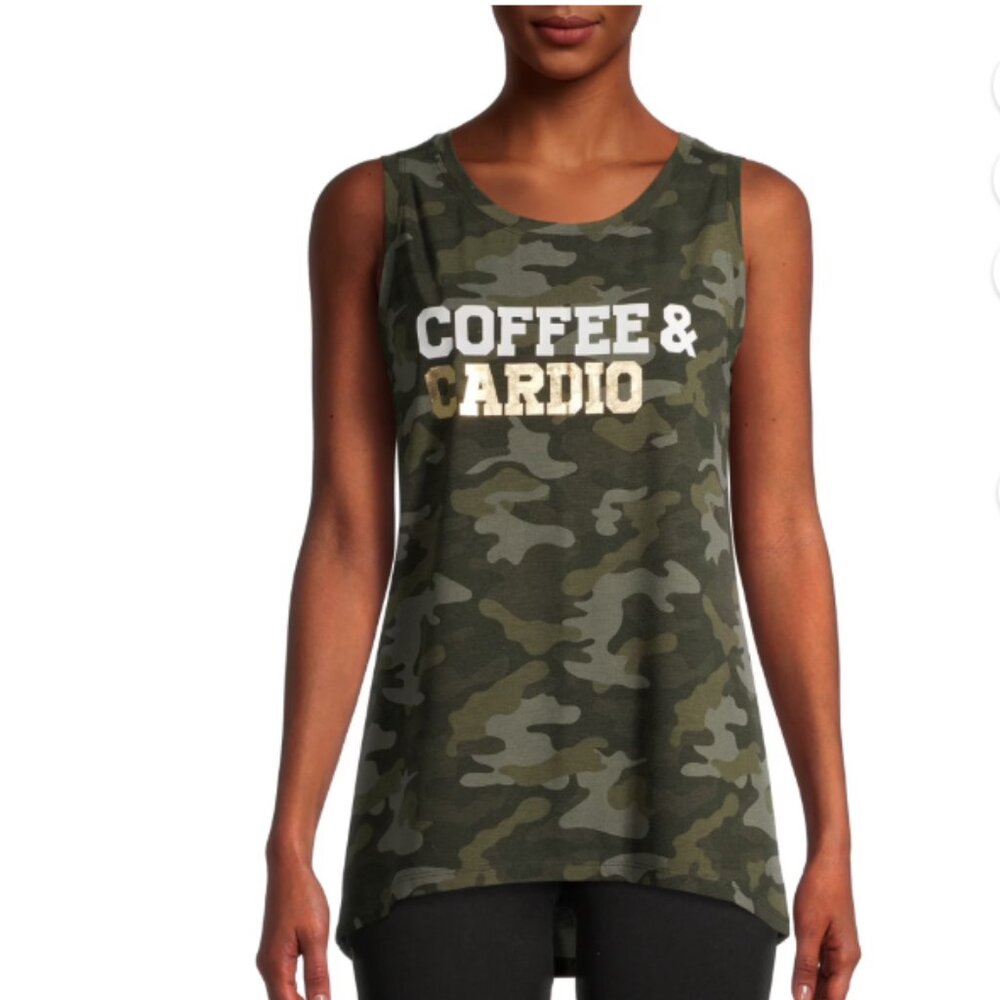 Athletic Works Coffee and Cardio Workout Top Size XL Camo